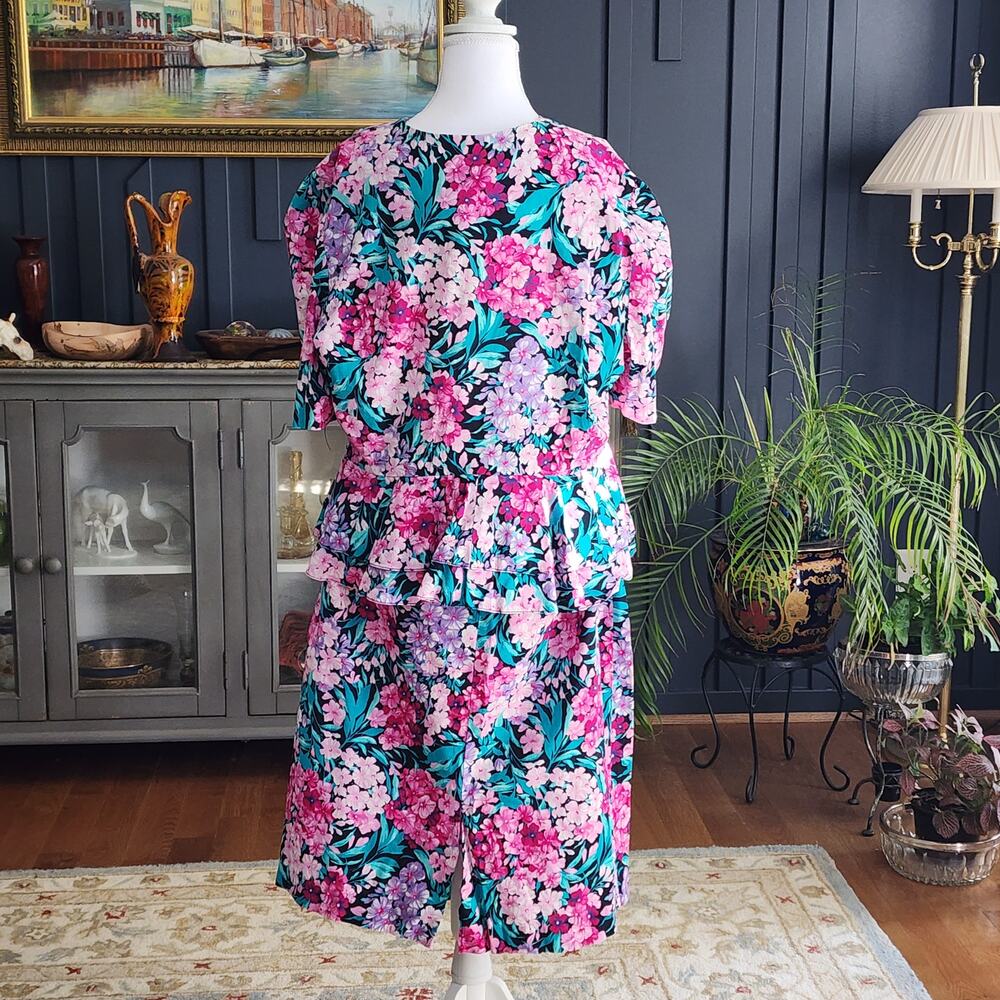 Vintage Lady Carol Floral Skirt Suit Sz 20-1/2 Church Work School Cottagecore - Picture 6 of 9
